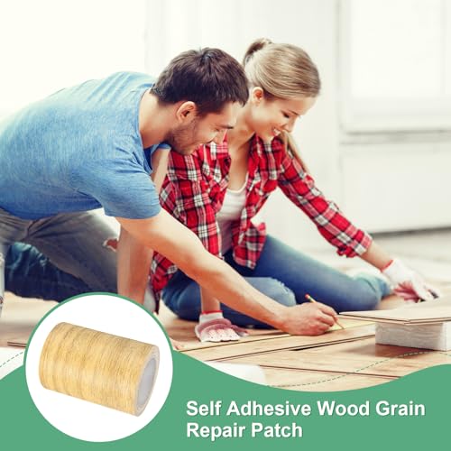 Image of M METERXITY 2-Roll Wood Grain Repair Tape, 3.15in x 15ft Textured Realistic Self-Adhesive Wood Floor Tape Contact Paper for Furniture /Floors /Home [Golden Camel Oak]
