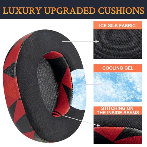 Image of SOULWIT Cooling-Gel Replacement Earpads for Steelseries Arctis Nova Pro Wireless /Arctis Nova Elite Headphones, Ear Pads Cushions with High-Density Noise Isolation Foam, Added Thickness - Red Storm