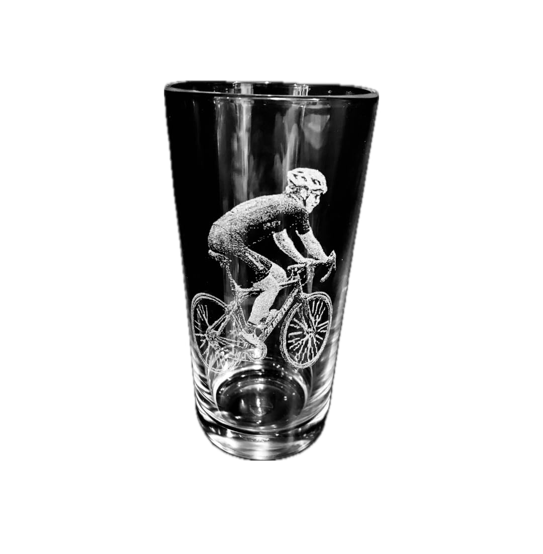 Sports & Hobbies Engraved Glass - Personalised Etched, Gift, Wine, Pint, Whiskey, Gin, Decanter, Cup, Tea, Shot, Christmas, Birthday, tankard Coffee, Mug, Beer, Set, vase, (Cycling)