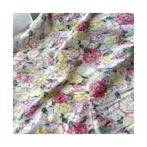 Tissu popeline de coton floral rose coupon 50x145cm bricolage au mètre