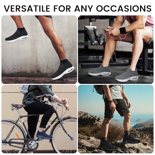 Mens Non Slip Walking Shoes Lightweight Breathable Slip on Running Shoes Athletic Gym Tennis Sock Sneakers for Men Navy Blue Size 103