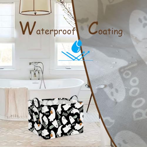 Image of NTAO Gift Storage Basket Empty for Halloween, Storage Bin with Handles, Room Decor, Book Box(Black Ghost Boo)