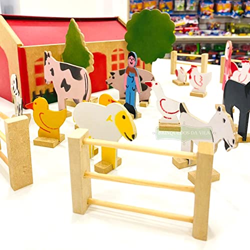 Brinquedo Fazendinha de Madeira com Animais