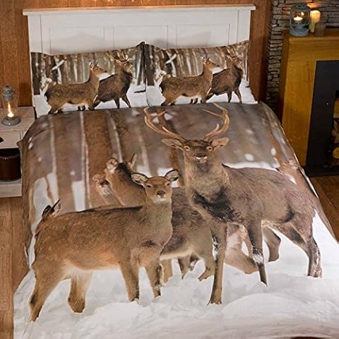 Stag Photographic Animals Quilt Duvet Cover and 2 Pillowcase Bedding Bed Set Cover