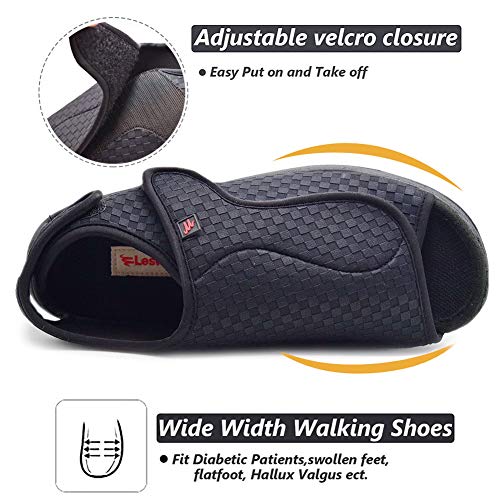 W&LESVAGO Women's Diabetic Slippers, Soft Breathable Fish Mouth Flatform Sandals, Wide Width Adjustable Edema Shoes for Elderly2
