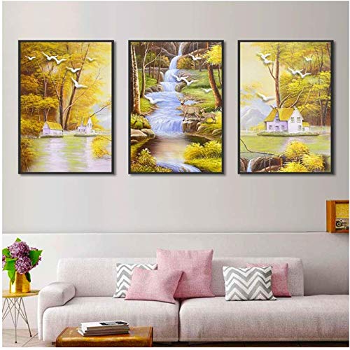 Oiseaux et paysage de wapiti grand format 50x70cm pour décorer un mur