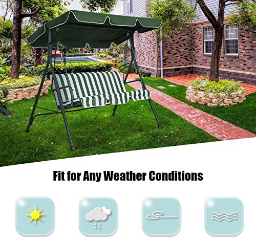 Casart Outdoor Swing Canopy Replacement 75 Inch X 52 Inch, Water-Resistant Porch Swing Cover For Garden, Patio, Yard, Green #TOP2