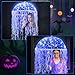 Bulyoou Halloween DIY Jellyfish Costume Set Including Clear Bubble Umbrella Ribbons LED String Lights Eyes and Glue for Halloween Costume Sea Creature Cosplay