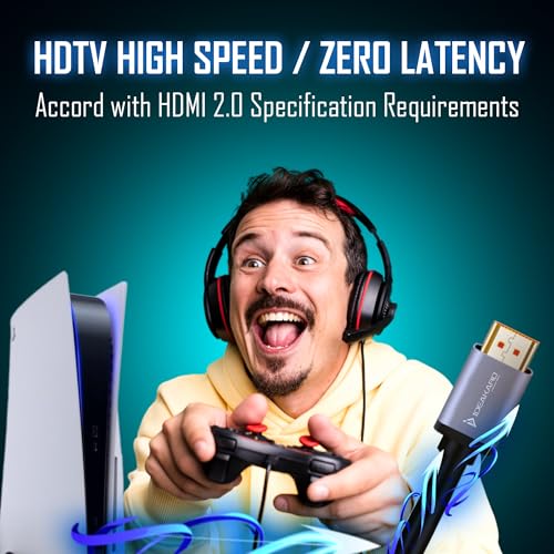 Image of Speed Series HDMI Cable 2.0 with Ethernet, 4k@60Hz, 2160P, Ultra 3D UHD Resolution, 48 GBPS Transmission Ultra High Speed,Dolby DTS, ARC,Male-to-Male,Compatible with all HDMI-Enabled Devices