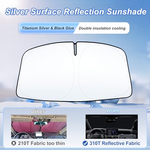 Image of Windshield Sun Shade for 2024 2025 2026 Toyota Tacoma Accessories Custom Fit Pickup Foldable Front Window Sun Visor 310T Thickened UV Heat Insulation Protection Keep Cool