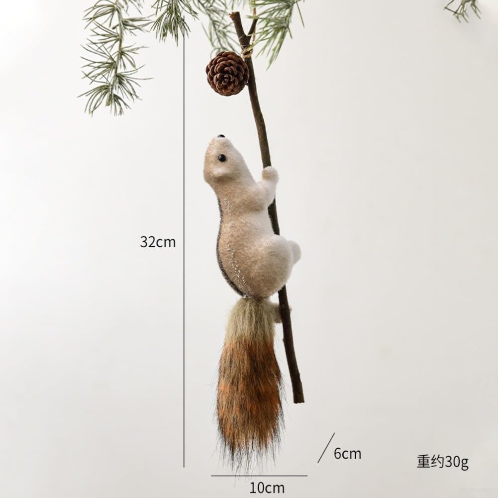 Juego de 5 adornos navideños de ardilla, decoración colgante de espuma ligera con colas articulables para árbol de Navidad, mochila o llavero, colgantes de animales falsos marrones