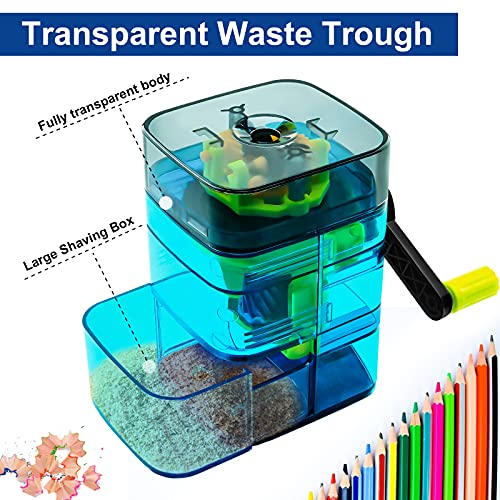 Gucolubu Manual Pencil Sharpener,Pencil Sharpener For Kids,With Stronger Spiral Hob And Auto Stop Function,Charcoal Pencil Sharpener For Kids/Adult/Students/Artists (Blue) #TOP6