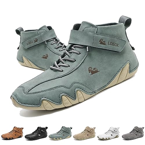 Italienische handgenähte Chukka-Stiefeletten for Herren, Beck-Schuhe aus Leder, wasserdicht, rutschfest, atmungsaktiv, bequem, Freizeitstiefel for Fahren, Wandern, Outdoor-Schuhe (Color : Grün, Size