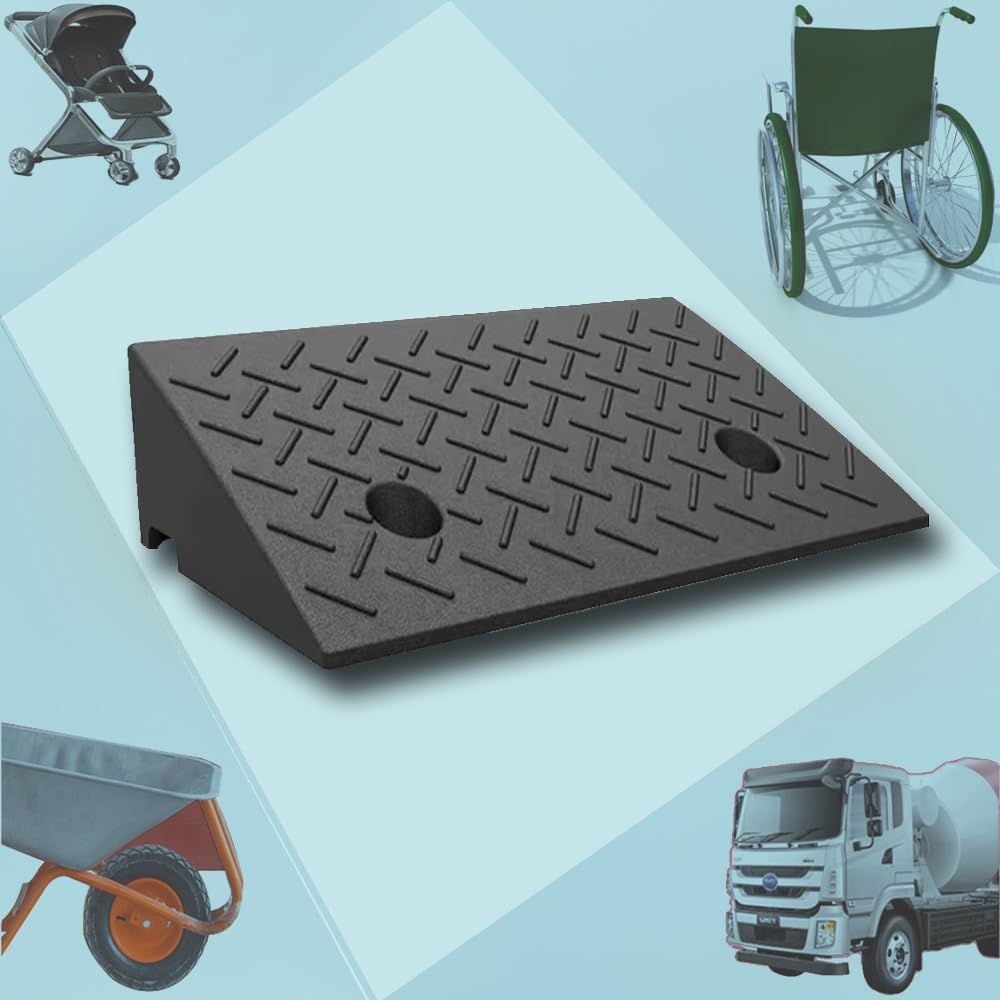 Rampa krawężnikowa, rampa podjazdowa, Lekkie, przenośne rampy wejściowe o wysokości 2" i 7" do drzwi, chodników, garaży magazynów(H 6 CM/2.4")