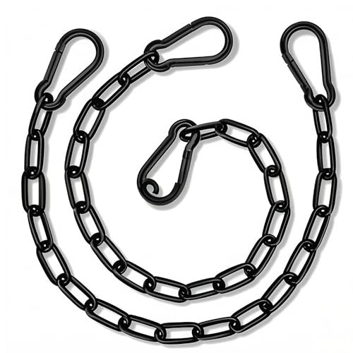Edelstahl Ketten,Starke Verlängerungskette,Stahlkette Ketten,50cm Kette Schwarz,Edelstahl Ketten mit Karabiner,Für Zauntore, Käfigtore Für Haustiere, Gartentore (schwarz)(2 Stück)