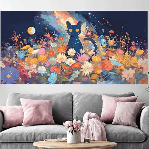 Broderie Diamant 5D Grand Format Chat O-146G | Toile Canvas Strass Haute Brillance