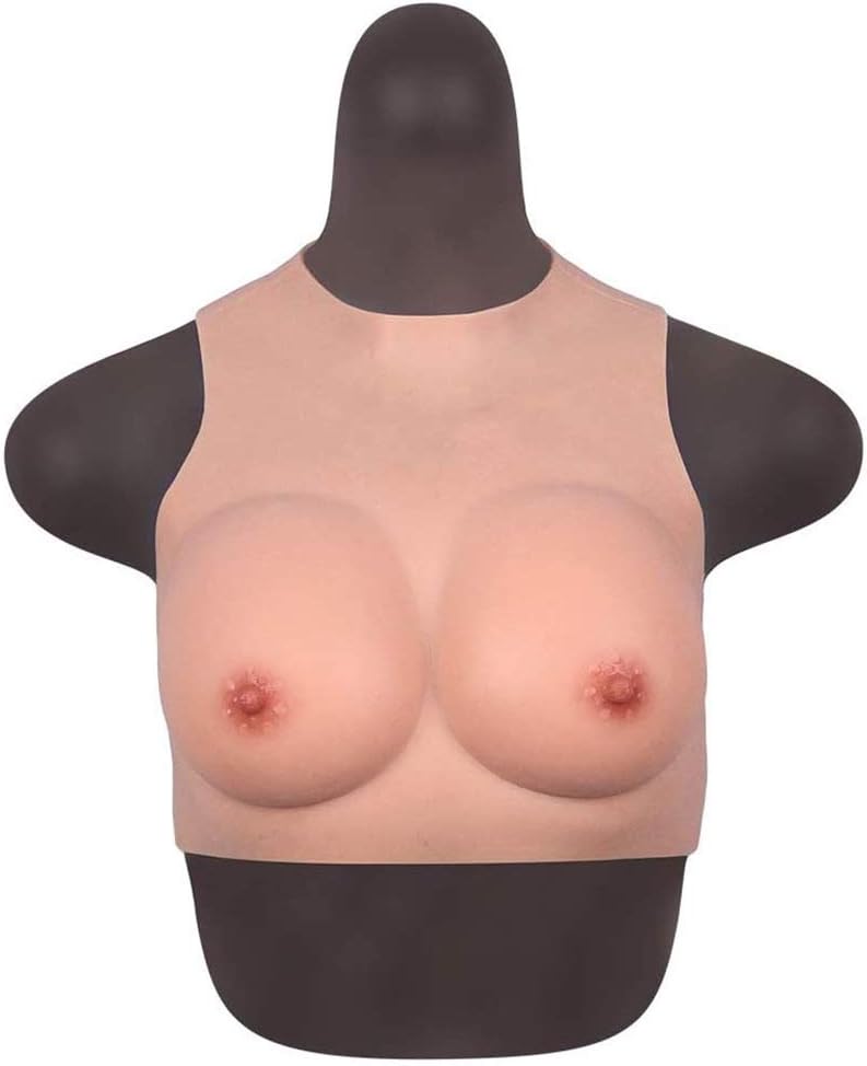 Silicone breast pad, Silicone Fake Breasts Fake Silicone Breastplate Bra Enhancer, C-G Cup Mammary Shapes for Crossdressers Mastectomy Prosthesis Transgender Cosplay Shemale Drag Queen (Brown G Cup)