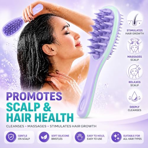 Image of KAIDAA 2 in 1 Scalp Massager & Shampoo Brush (Comb) for Hair Growth & Dandruff Removal | Soft Silicone Bristles Hair Scalp Scrubber & Exfoliator | Wet & Dry Use Hair Massage Brush