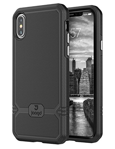 Jaagd iPhone X Case, iPhone 10 Case, Slim Shock-absorbing Modern Slim Non-slip Grip Cell Phone Case (Black)