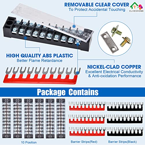 Terminal Block 10 Position, 12 PCS 6 Set Terminal Strip & Ground Terminal Block
