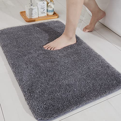COSY HOMEER Bath Rug 24x36 Anti-Slip Plush Shag Dark Grey
