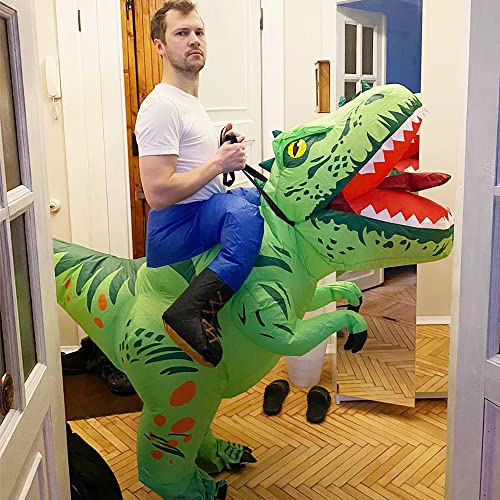 Mt Mengtong Dinosaur Costumes For Adults,Inflatable Costume Adult,Funny Halloween Costumes For Men/Women,Blow Up Costume,T Rex Costume,Dinosaur Rider Costume #TOP3