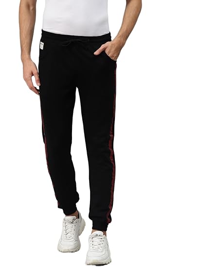 Men's Cotton Blend Slim Fit Side Stripe Track Pants