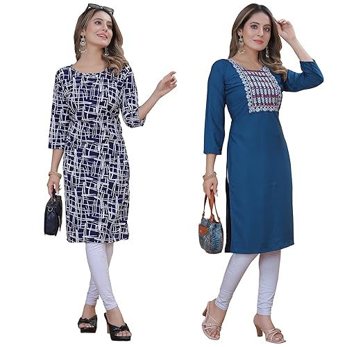 Image of Women's Multicolor Fancy Crepe Kurta (Pack of 2)||Kurta for Women