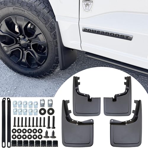 Image of Mud Flaps for Ford F150 2021 2022 2023 2024 - No Drill Required All Weather Protection Front Rear Splash Guards for Trucks Pickup Fenders for Ford F150 2021-2024 Accessories