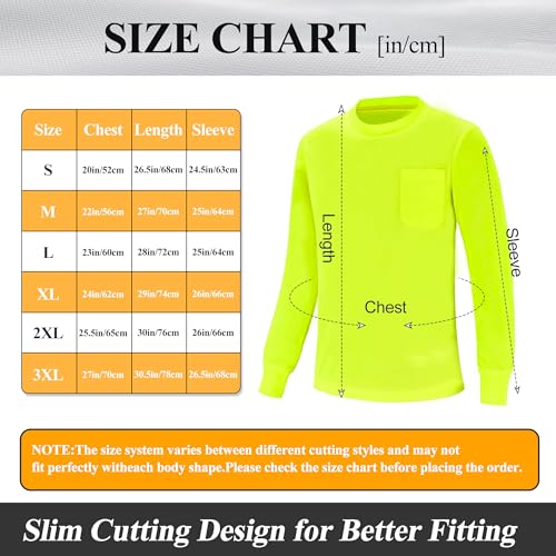 Safety Shirt Long Sleeve High Visibility Breathable T Shirt for Work Warehouse Construction Yellow2