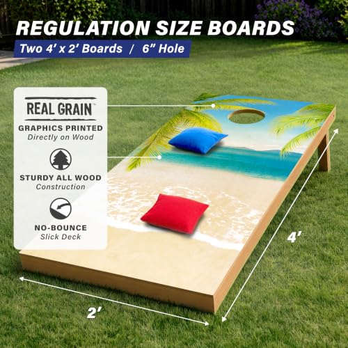 Image of GoSports 4 x 2 ft Regulation Size Wood Cornhole Boards - 10 Vintage Wood Designs (Choose Your Style)