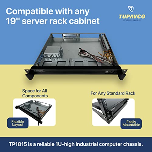 1U Server Chassis - 19 Inch Rackmount Computer Case (Micro Atx Motherboard) Back Or Front Mount On Rack (For Easy Access To Rear Components & Ports) 2X 3.5 Hdd Bay (Convert To 4X 2.5) Tupavco Tp1815 #TOP3