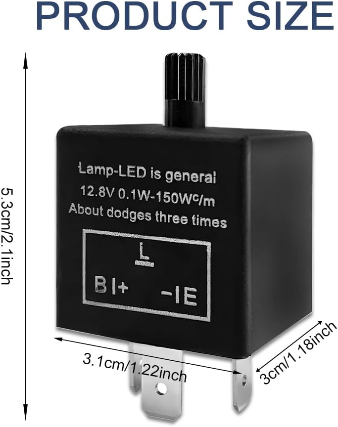 CF13 LED Electronic Flasher Relay, Turn Signal Relay, 12V JL-02 EP34 3-Pin Adjustable Turn Siqnal Bulb Fix Hazard Warn Hyper Blink Flash, Car Accessory for Car SUV Motorcycle (CF13-Adjustable)