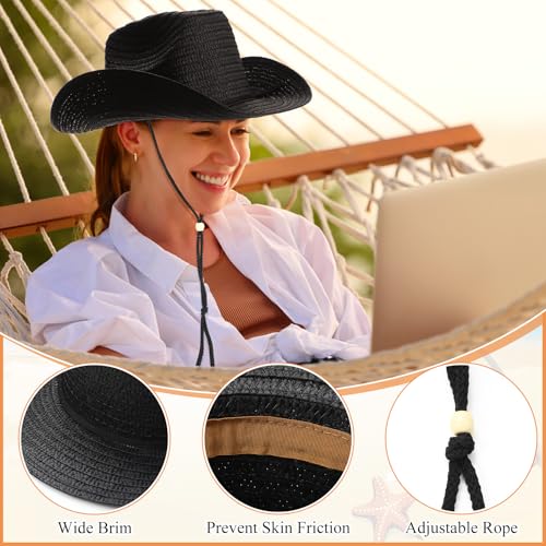 Image of JaGely 15 Pcs Straw Cowboy Hats Wide Brim Summer Hat Women Men Country Accessories for Western Themed Party Concerts Birthday