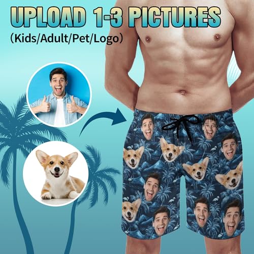 Custom Mens Swim Trunks Personalized Swim Shorts with Face Tropical Quick Dry Swim Suits Beach Board Shorts Bathing Suit2