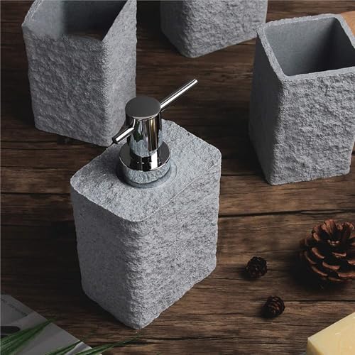 WUTIANBAO Bathroom Accessory 5 Packs Bathroom Accessories Set Sandstone Bathroom Countertop Decor Ornament For Bathroom Accessories Bathroom Accessories Set(Black) - Image 3