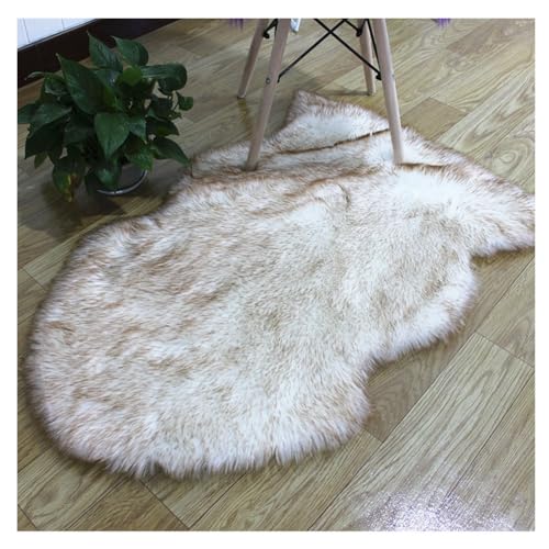 Hrlace Alfombra de piel de cordero de piel de oveja, alfombra de imitación de piel de cordero, alfombra de pelo largo, suave, mullida, para silla, sofá, dormitorio, color blanco 1# 60 x 90 cm