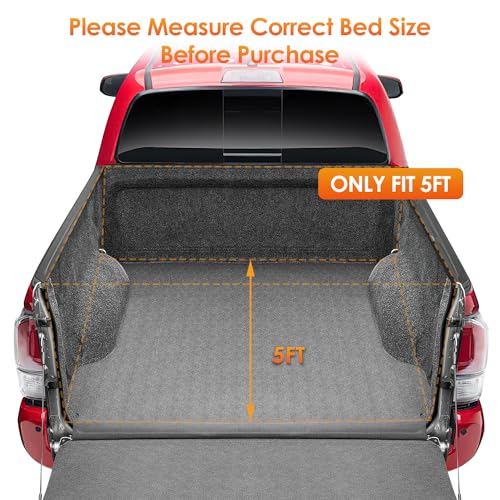 Image of Nilight Soft Roll Up Tonneau Cover for Toyota Tacoma 2016-2023 5ft Bed | Soft Pickup Bed Cover and Roll Up Cargo Cover Compatible with Toyota Tacoma 2016-2023 5ft Bed