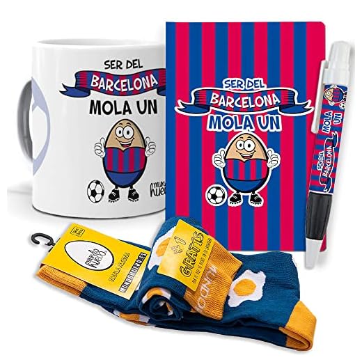 Super Regalo Personalizado y Divertido. Ser del Barcelona Mola un Huevo. Taza, libreta, boli y Trio de Calcetines