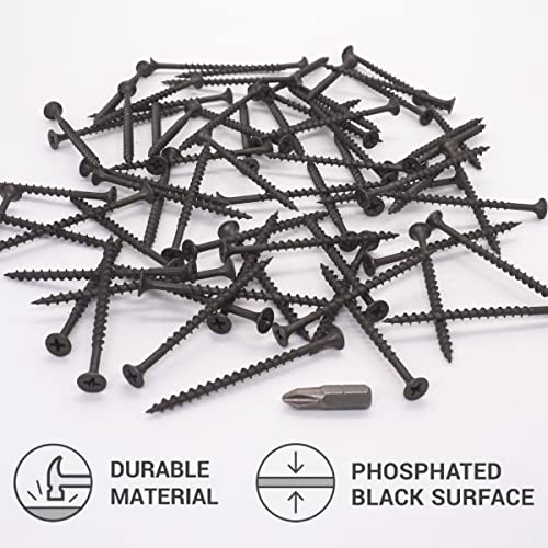 SKIR'CO (50 pcs) Black Phosphate Finish 3.9 x 65 mm Drywall Screws, Wood Screws, Phillips Bugle Head, Plasterboard Screws - Image 3