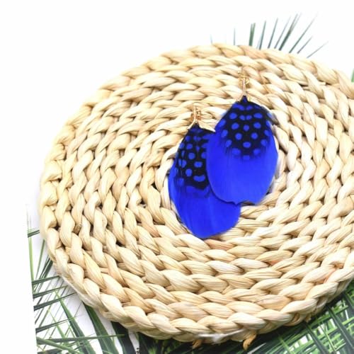 Boucles d'oreille bohème légères avec plume longue et pendant géométrique rétro