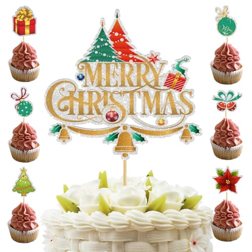 Lanito カップケーキトッパー クリスマス ケーキ飾り ケーキトッパー ケーキ挿入 クリスマスフルーツピック 楊枝 かわいい ケーキデコレーション 果物/お菓子/お弁当用 パーティグッズ Merry Christmas飾り クリスマス飾り