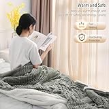 CURECURE Electric Heated Blanket Throw, Soft Ribbed Flannel and Sherpa Heated Blanket, 180 X 130cm, 6 Heat Settings & 1-10 Hours Automatic Timer, Home and Office Use, Machine Washable (Greyish Green) - Image 3