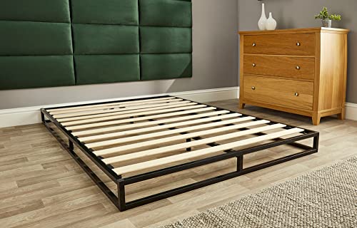 Aspire Beds Super Space Saver Low Loft Height Metal Patform Bed Frame With Wooden Slats & Easy Assembly, 5ft King Size Bed Frame