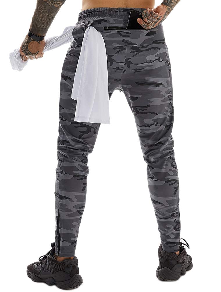 ASKSA Mens Joggers Sweatpants with Zipper Pockets Slim Fit Men's Athletic Workout Track Pants