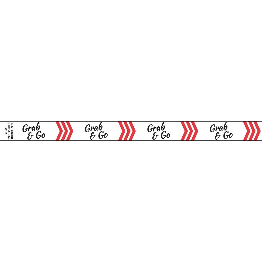Grab N Go Tamper Evident Tape for Deli Containers Merchandising Food Tape Red Chevron - 1"W x 500 ft Roll by HUBERT – Plastic, Clear, Model 64953
