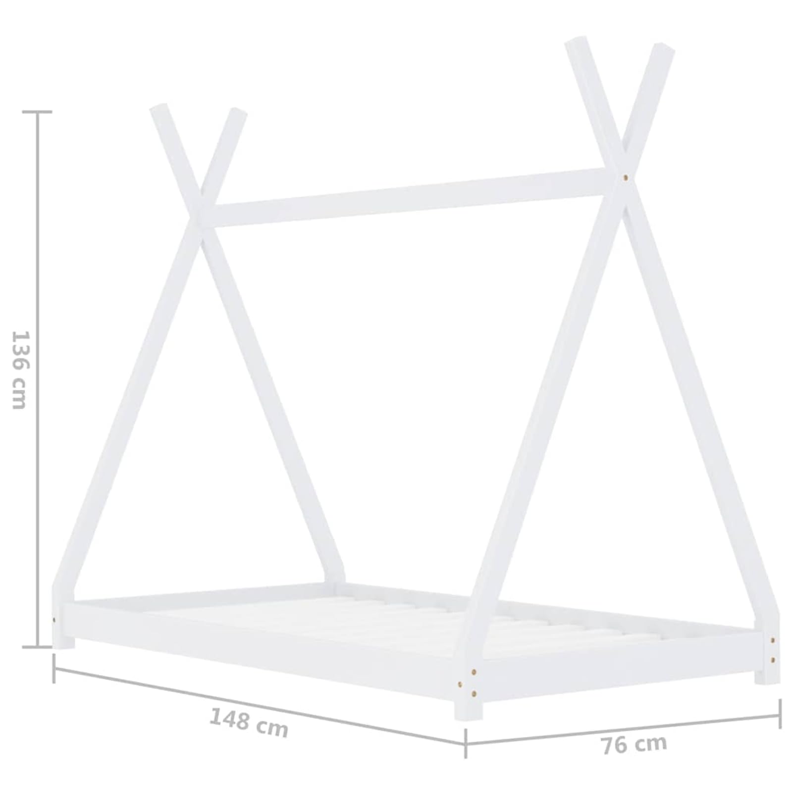 Gecheer Bettlaken 60 x 120 cm, Spannbettlaken für Babys, 60 x 120 cm, Rahmen für Kinderbett, weiß, massives Kiefernholz, 70 x 140 cm