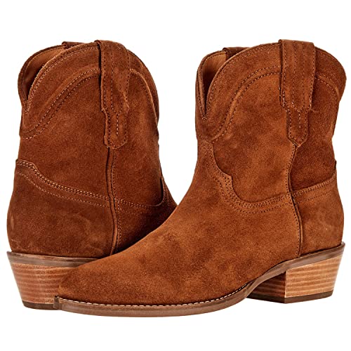 LEHOOR Women Cowboy Western Ankle Boots Pointed toe Low Stacked Heel Cowgirl Booties V Cut Retro Slouch 2 Inch Chunky Block Heel Slip On Short Dress Boots Wide Calf Comfy Casual Winter 4-11 M US