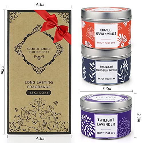 Candles For Home Scented, 3 Pack Scented Candles Gifts For Women, 100 Hour Long Lasting Soy Candles, Aromatherapy Jar Candles For Home, Birthday, Holiday - Lavender | Orange Blossom | Mahogany Candle #TOP6