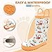 Hbxooxts Toddler Rain Boots Waterproof Rubber Kids Rain Boots for Girls and Boys with Fun Patterns and Easy-On Handles